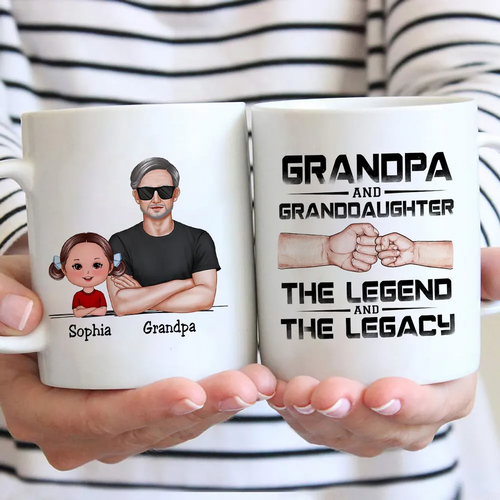 Grandpa Grandson Granddaughter, The Legend And The Legacy, Personalized Mug