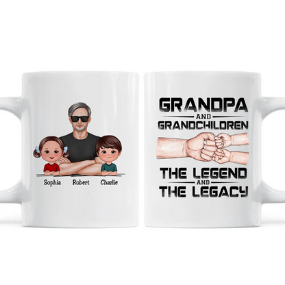 Grandpa Grandson Granddaughter, The Legend And The Legacy, Personalized Mug