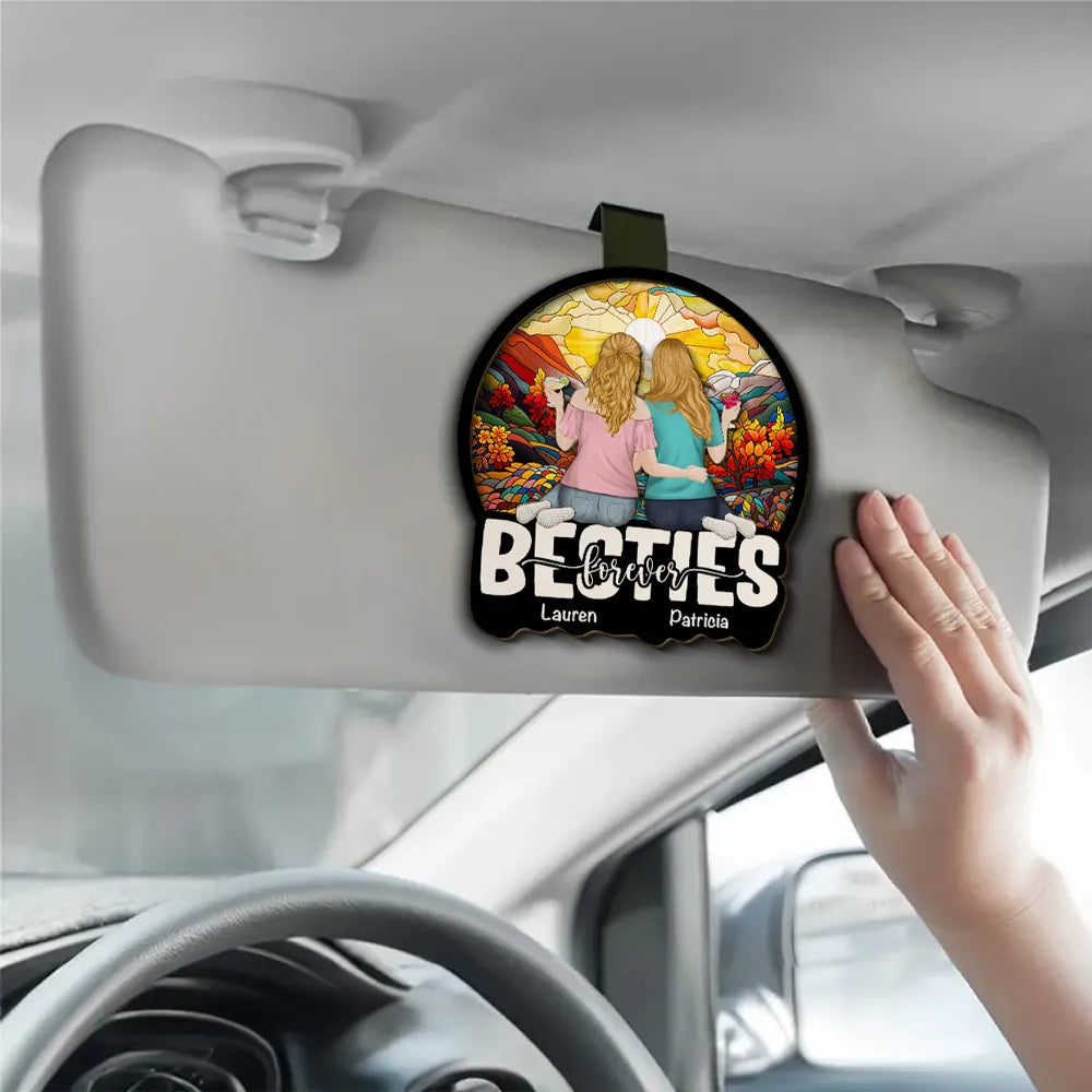 Besties Sitting Together - Personalized Custom Car Visor Clip