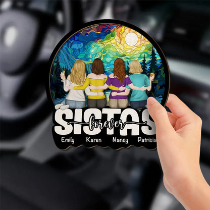 Besties Sitting Together - Personalized Custom Car Visor Clip