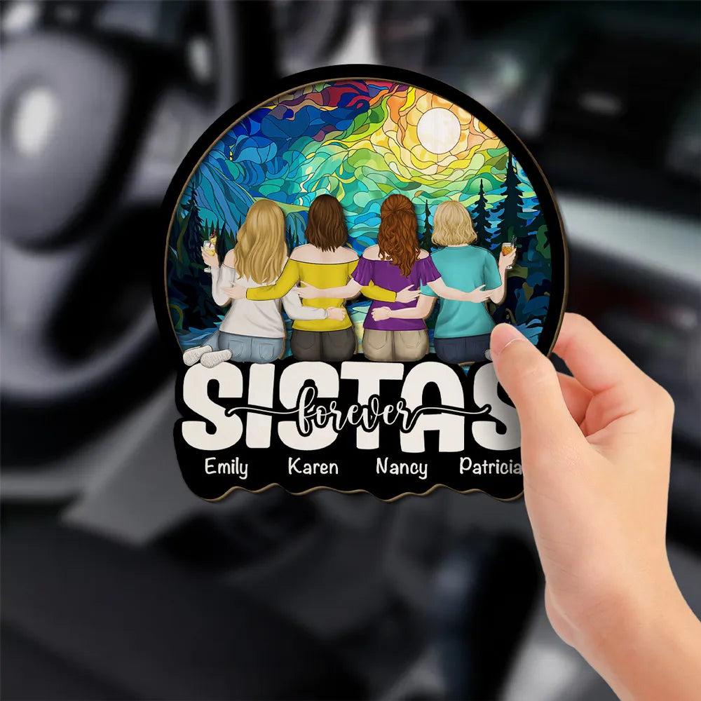 Besties Sitting Together - Personalized Custom Car Visor Clip