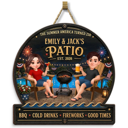 The Summer America Turns 250 Couple Pool & Patio - Personalized Wooden Sign - Summer Decor Gift for Her, for Him