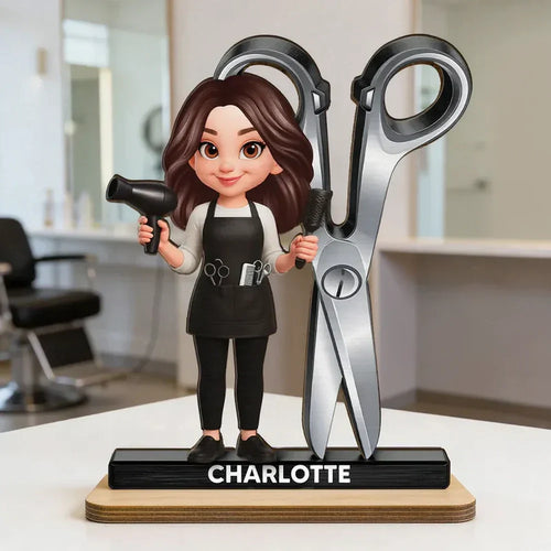 Wooden Plaque Hairdresser Cartoon With Scissors Salon Decor A Unique Creative Gift For Hairstylists