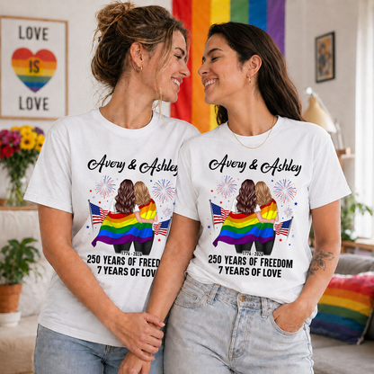 250 Years of Freedom LGBT Couple - Personalized Shirt - America 250th Anniversary