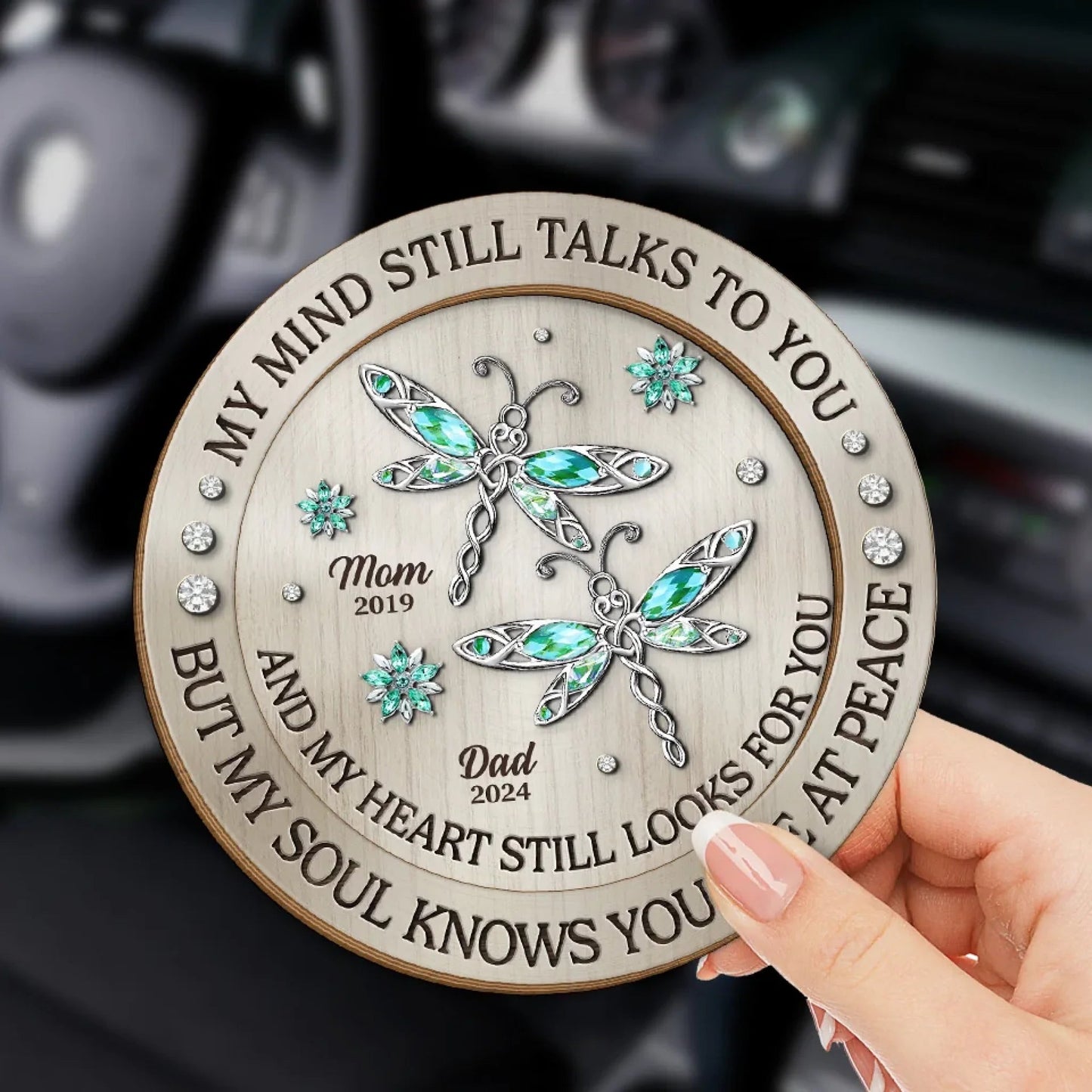 In Loving Remembrance - Memorial Personalized Custom Car Visor Clip - Sympathy Gift For Family Members