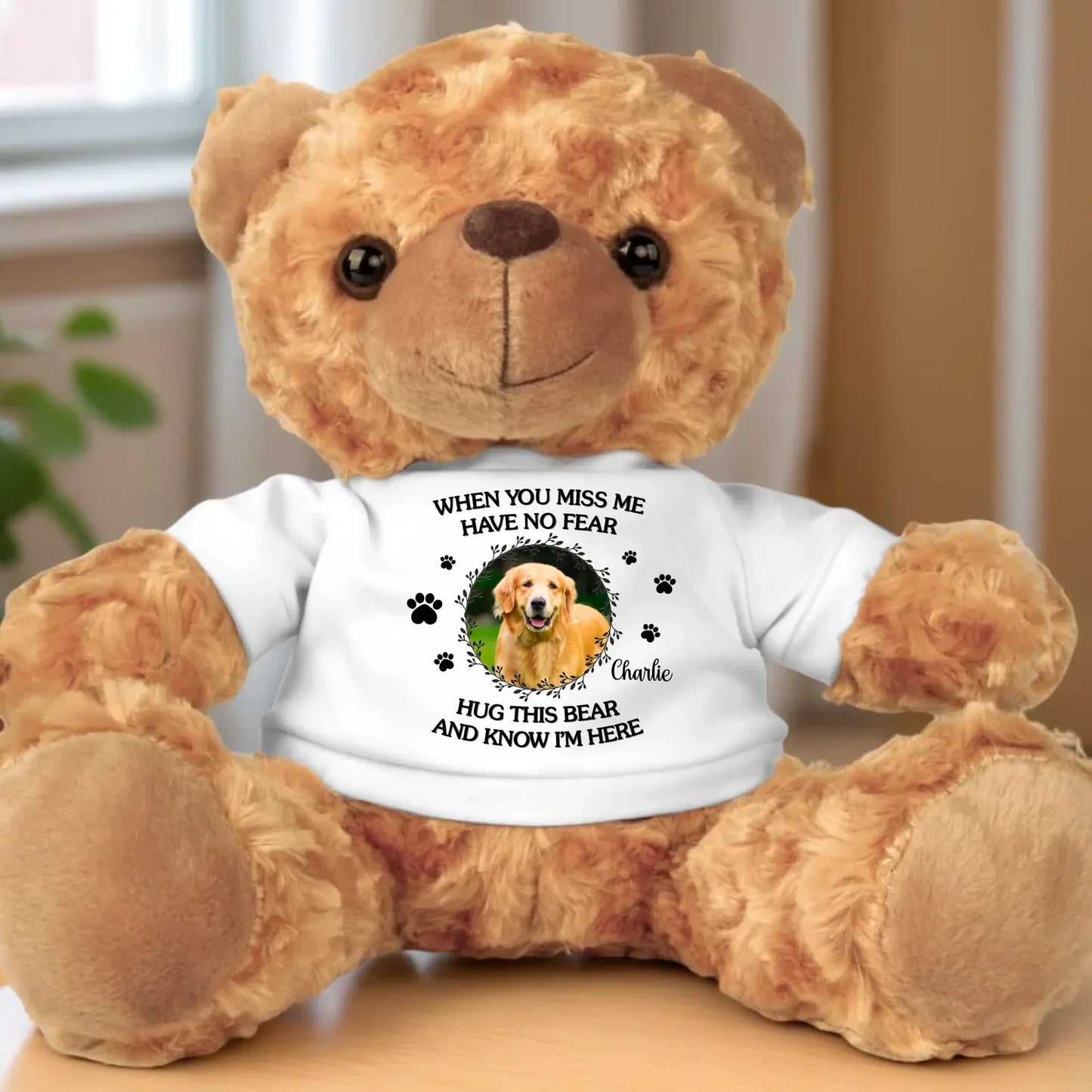 Custom Photo When You Miss Me - Memorial Personalized Custom Teddy Bear Plush - Sympathy Gift For Pet Owners, Pet Lovers