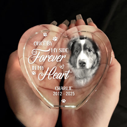 Custom Photo 3D Crystal Heart Shaped - Personalized Pet Memorial Sympathy Gifts For Dogs - Love Lives On Beyond Goodbye