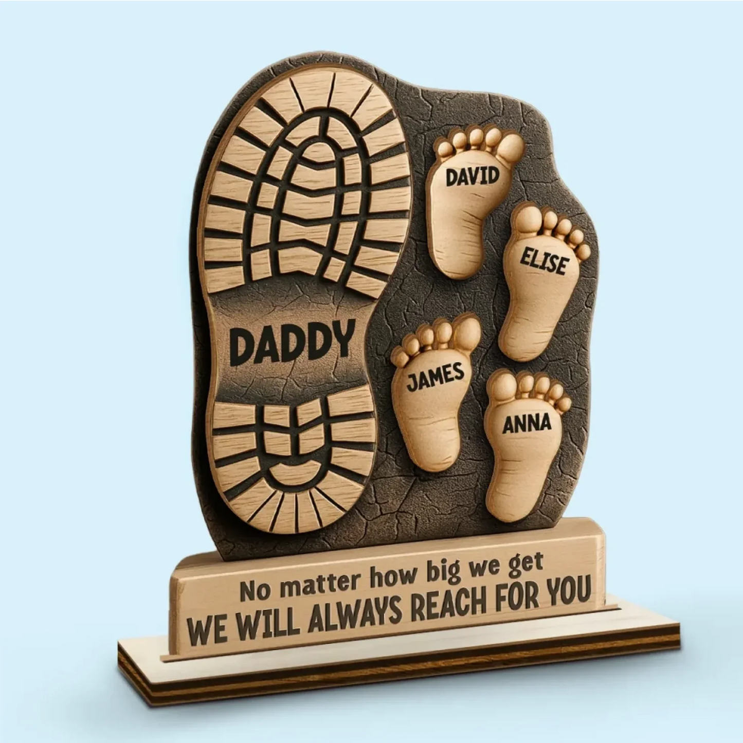 Your Footsteps Led Our Way - Family Personalized Custom Shaped Wooden Plaque With Flat Stand - Father's Day, House Warming Gift For Dad, Grandpa