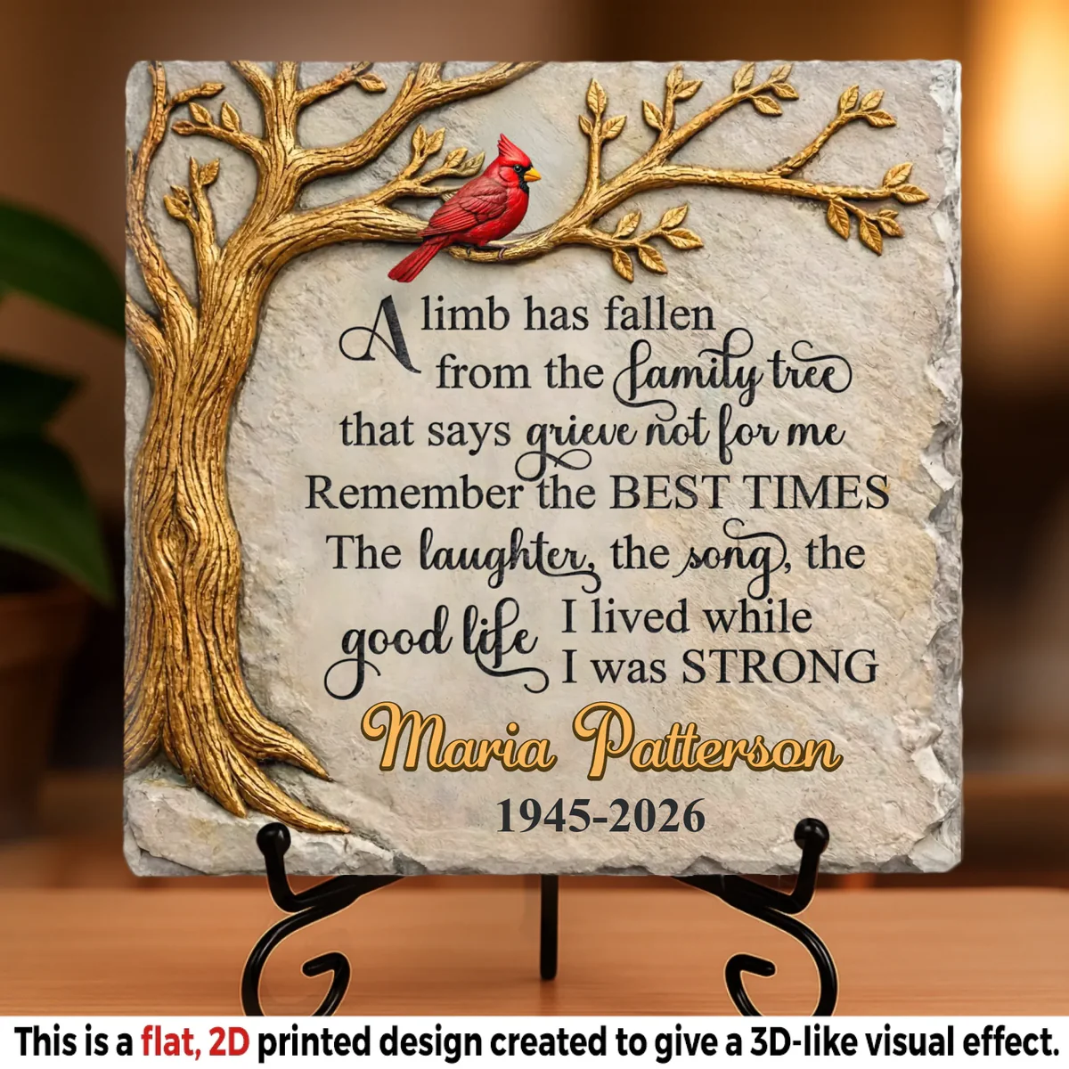 Custom Square Shaped Stone With Stand - Personalized Memorial Sympathy Gifts For Loss Of Mom, Dad - Memories Never Fade