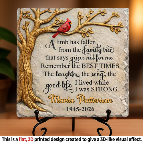 Custom Square Shaped Stone With Stand - Personalized Memorial Sympathy Gifts For Loss Of Mom, Dad - Memories Never Fade