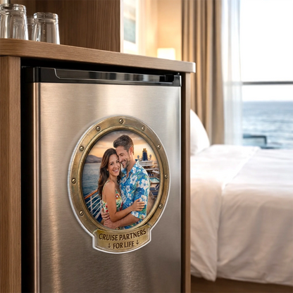 Custom Photo Cruise Ship Door Magnet - Personalized Summer Vacation And Travel Gifts For Husband And Wife, Him And Her - Sailing Into Our Next Adventure