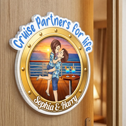 Custom Cruise Ship Door Magnet - Personalized Summer Vacation And Travel Gifts For Husband And Wife, Him And Her - Sunsets And Love All Summer