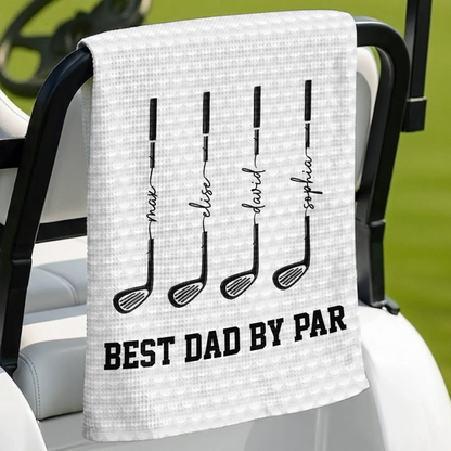 Custom Golf Towel - Personalized Father's Day Birthday Golf Gifts For Dad, Grandpa - Swing, Smile, Repeat