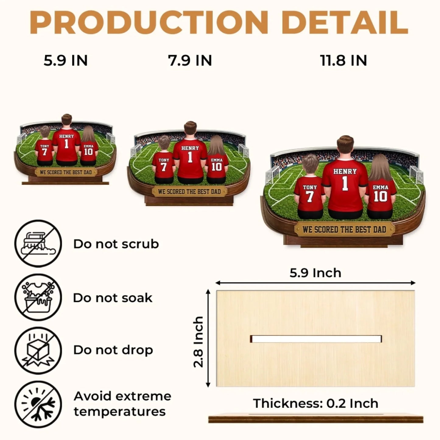 Custom Soccer World Cup Wooden Plaque - Personalized Father's Day Gifts For Dad, Grandpa, Soccer Lovers, Sports Fans, Sports Lovers - Live For The Beautiful Game