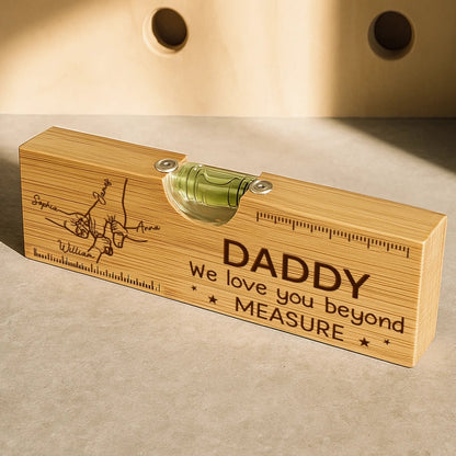 Custom Wooden Bottle Opener With Built-in Spirit Level - Personalized Father's Day Birthday Gifts For Dad, Grandpa - Dad Is Always The Answer