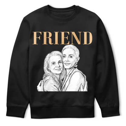 Custom Photo White Pencil Sketch Art Bestie Sister Portrait - Personalized T Shirt
