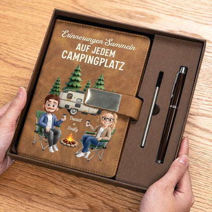 Personalisiertes Notizbuch aus PU-Leder – Geschenk Für Camper & Campingpaare – Erinnerungen Sammeln