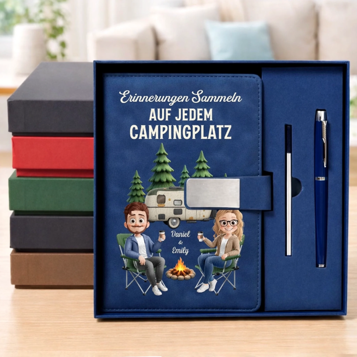Personalisiertes Notizbuch aus PU-Leder – Geschenk Für Camper & Campingpaare – Erinnerungen Sammeln