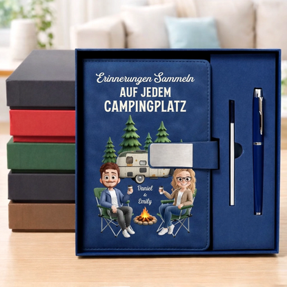 Personalisiertes Notizbuch aus PU-Leder – Geschenk Für Camper & Campingpaare – Erinnerungen Sammeln
