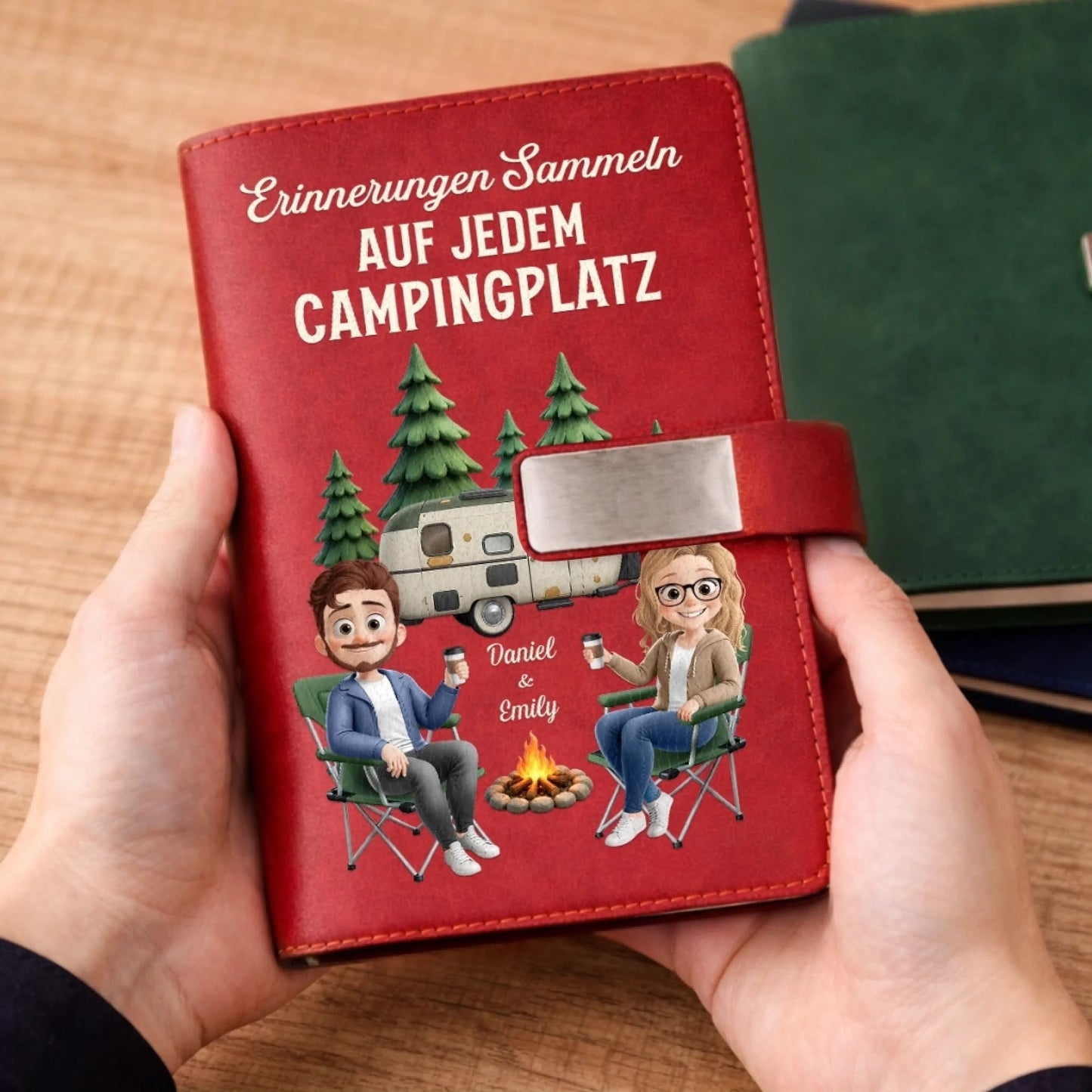 Personalisiertes Notizbuch aus PU-Leder – Geschenk Für Camper & Campingpaare – Erinnerungen Sammeln