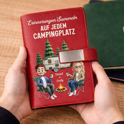 Personalisiertes Notizbuch aus PU-Leder – Geschenk Für Camper & Campingpaare – Erinnerungen Sammeln