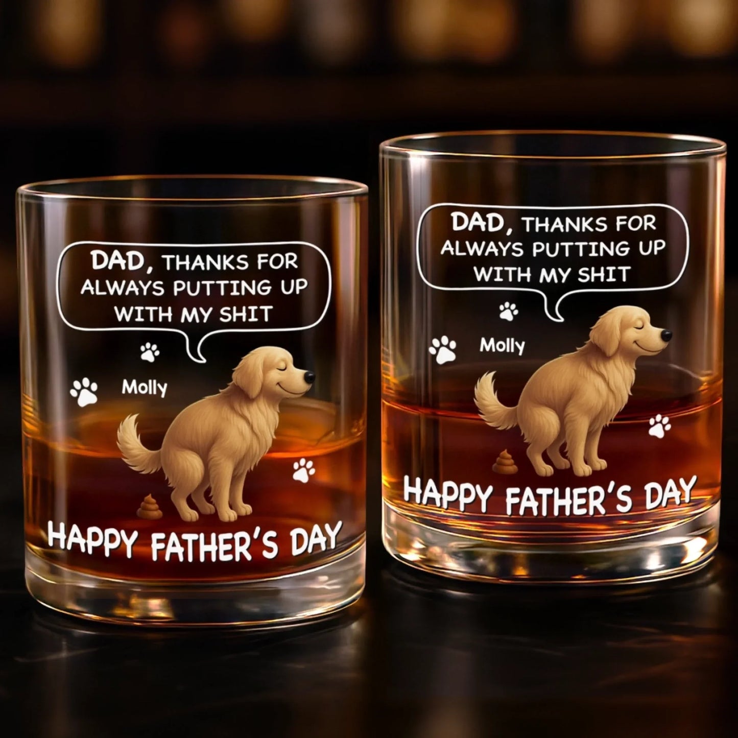 Custom Whiskey Glass - Personalized Father's Day Gifts For Dog Cat Lovers, Dog Dad And Mom, Cat Owners - Fatherhood On The Rocks