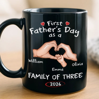 Custom Black Mug - Personalized Father's Day, Baby Shower, Gender Reveal Gifts For New Moms, New Dads, New Parents - New Adventures Begin With Us