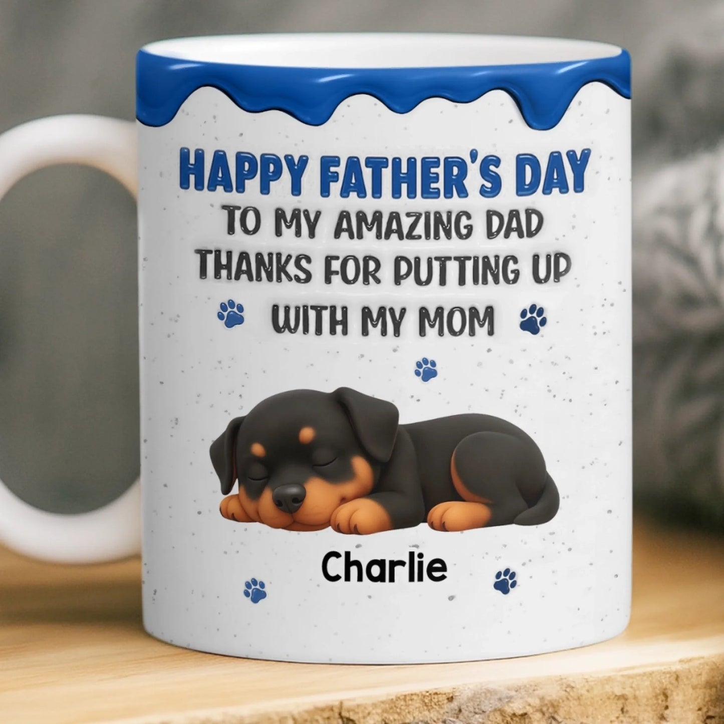 Custom 3D Inflated Effect Printed Mug - Personalized Father's Day Gifts For Dog Cat Lovers, Dog Dad And Mom, Cat Owners - Best Dad, Tough Job
