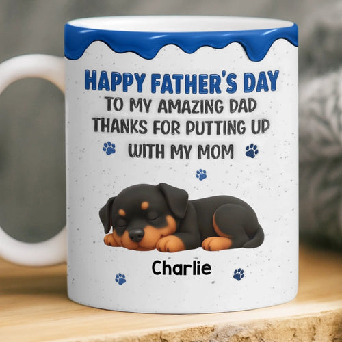Custom 3D Inflated Effect Printed Mug - Personalized Father's Day Gifts For Dog Cat Lovers, Dog Dad And Mom, Cat Owners - Best Dad, Tough Job