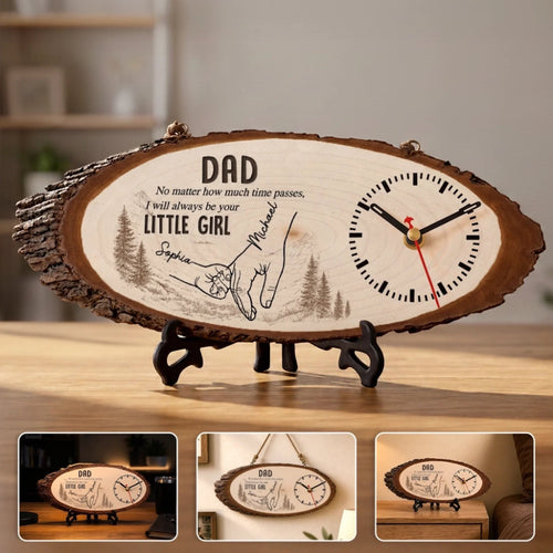 Custom Wooden Clock - Personalized Father's Day Birthday Gifts For Dad, Grandpa - Forever Lucky To Have Dad