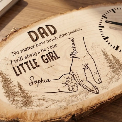 Custom Wooden Clock - Personalized Father's Day Birthday Gifts For Dad, Grandpa - Forever Lucky To Have Dad