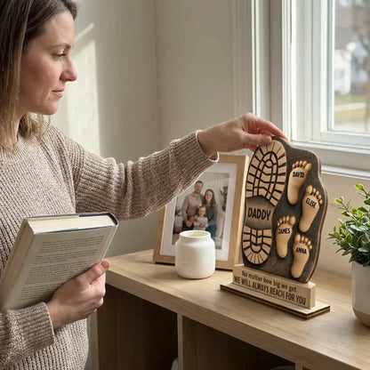 Your Footsteps Led Our Way - Family Personalized Custom Shaped Wooden Plaque With Flat Stand - Father's Day, House Warming Gift For Dad, Grandpa