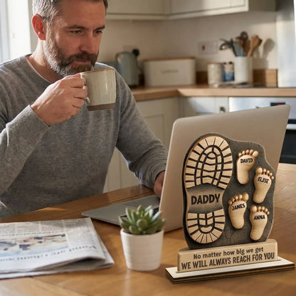 Your Footsteps Led Our Way - Family Personalized Custom Shaped Wooden Plaque With Flat Stand - Father's Day, House Warming Gift For Dad, Grandpa