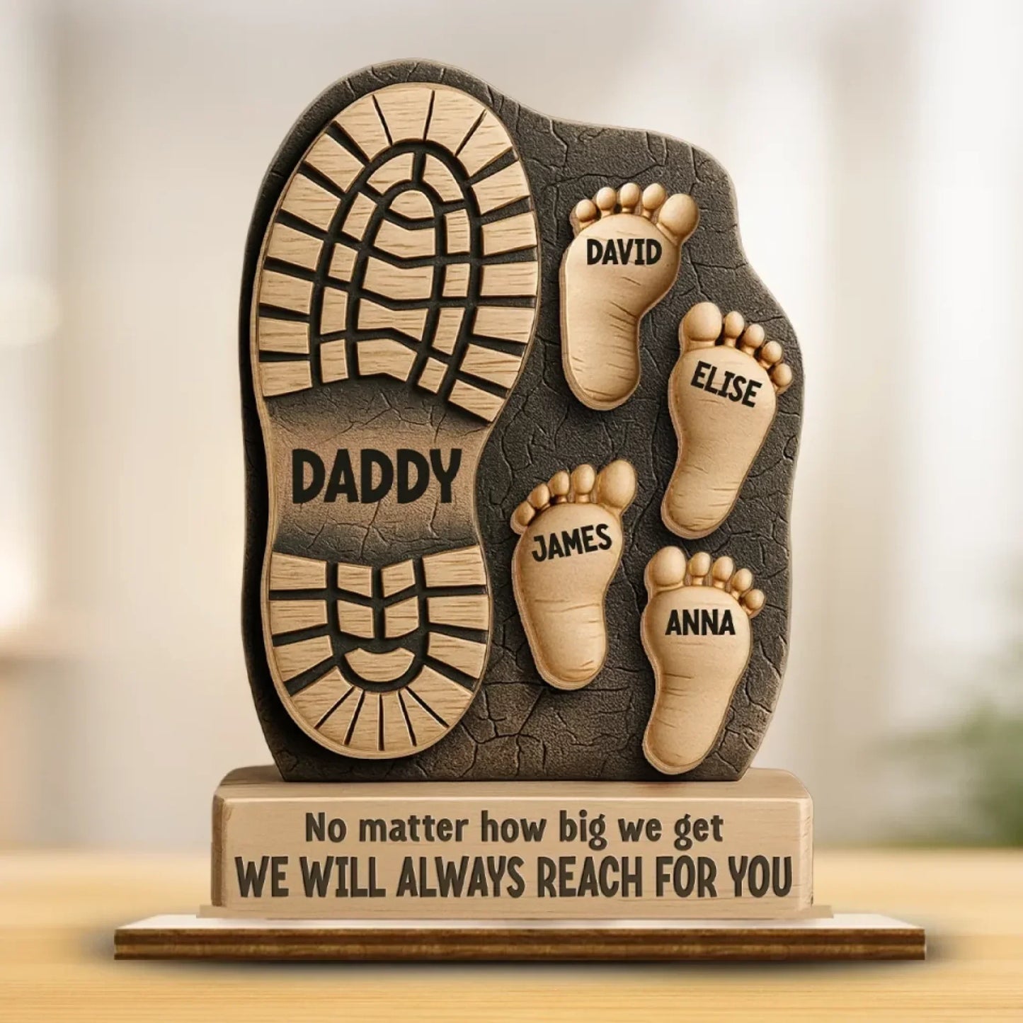Your Footsteps Led Our Way - Family Personalized Custom Shaped Wooden Plaque With Flat Stand - Father's Day, House Warming Gift For Dad, Grandpa