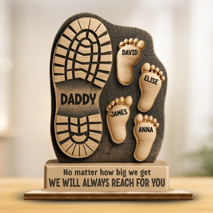 Your Footsteps Led Our Way - Family Personalized Custom Shaped Wooden Plaque With Flat Stand - Father's Day, House Warming Gift For Dad, Grandpa