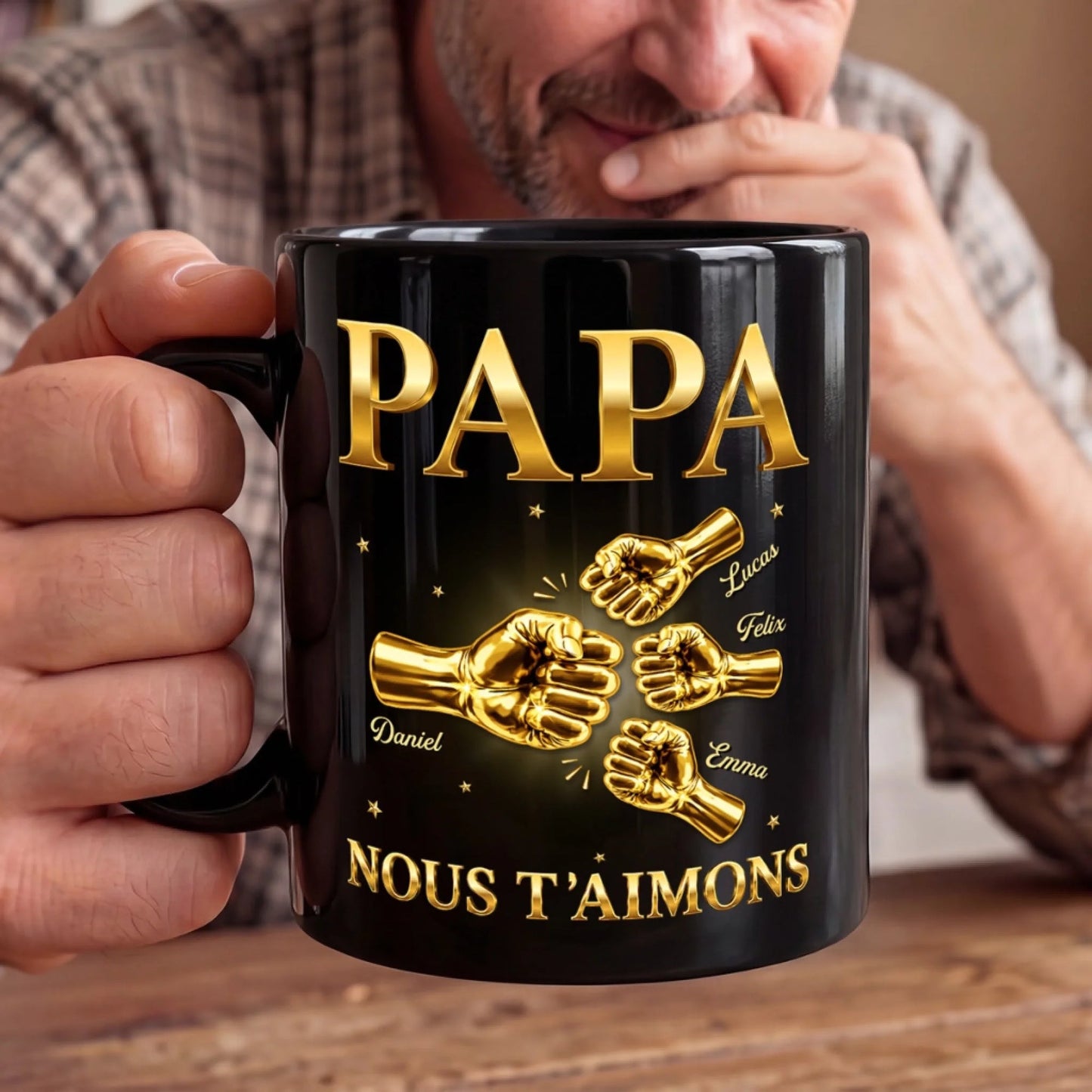 Mug Noir Personnalisé – Cadeau Pour Papy, Papa – Première Rencontre Avec Papa