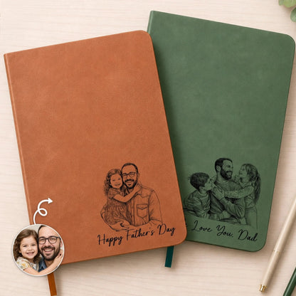 Custom Photo Leather Writing Journal - Personalized Birthday Gifts For Teachers - Dad Makes Every Memory Golden