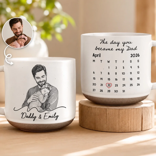 Custom Photo Printed Pottery Mug - Personalized Father's Day, Baby Shower, Gender Reveal Gifts For New Moms, New Dads, New Parents - Tiny Hands, Biggest Love