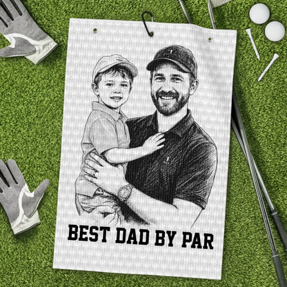 Custom Photo Golf Towel - Personalized Father's Day Birthday Golf Gifts For Dad, Grandpa - Tee Time Is The Best Time