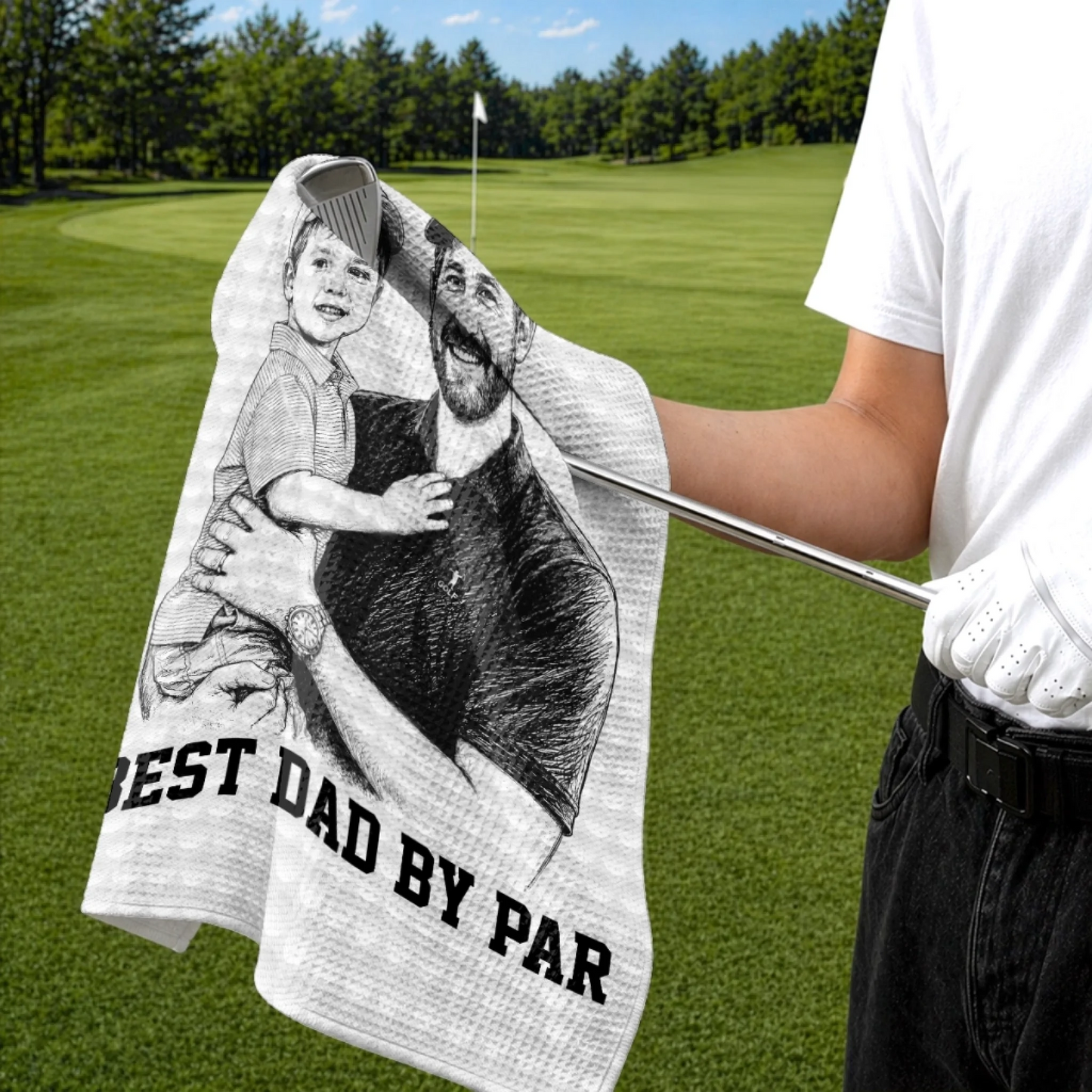 Custom Photo Golf Towel - Personalized Father's Day Birthday Golf Gifts For Dad, Grandpa - Tee Time Is The Best Time