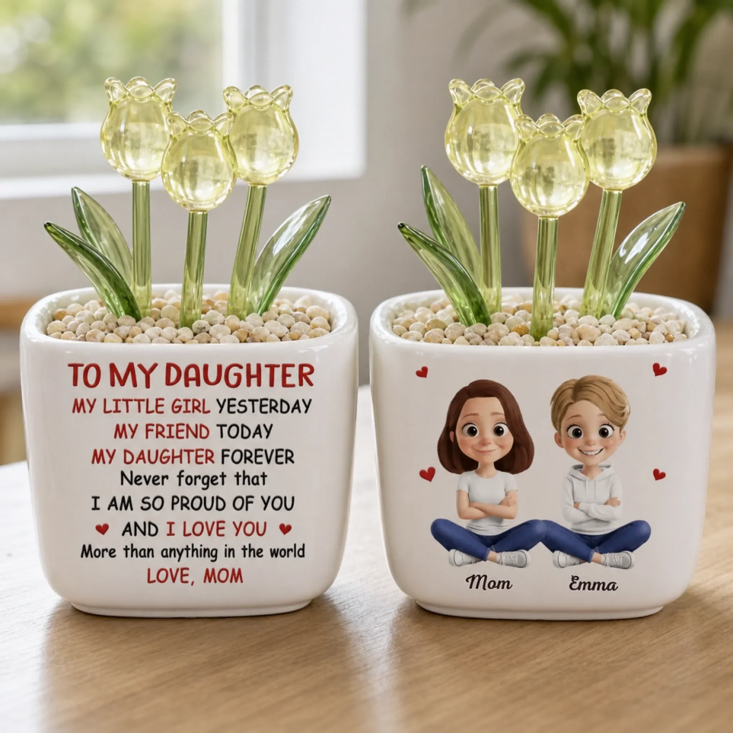 Custom Glass Everlasting Tulips - Personalized Birthday Gifts For Daughter - Always Proud Of You