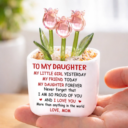 Custom Glass Everlasting Tulips - Personalized Birthday Gifts For Daughter - Always Proud Of You