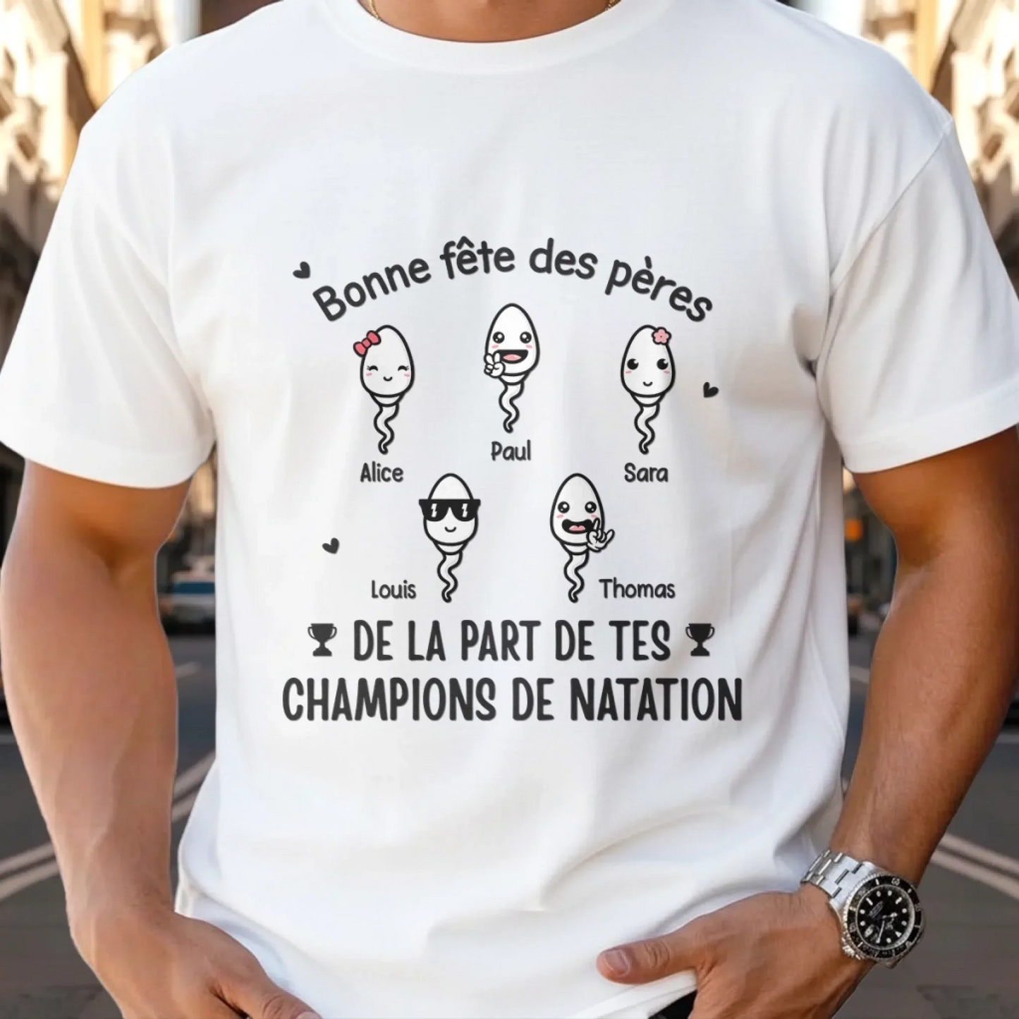 T-shirt Unisexe, T-shirt Premium, Hoodie Personnalisé – Cadeaux Pour La Fête Des Pères, Cadeau Humoristiques pour Papa - On Nage Vers La Victoire