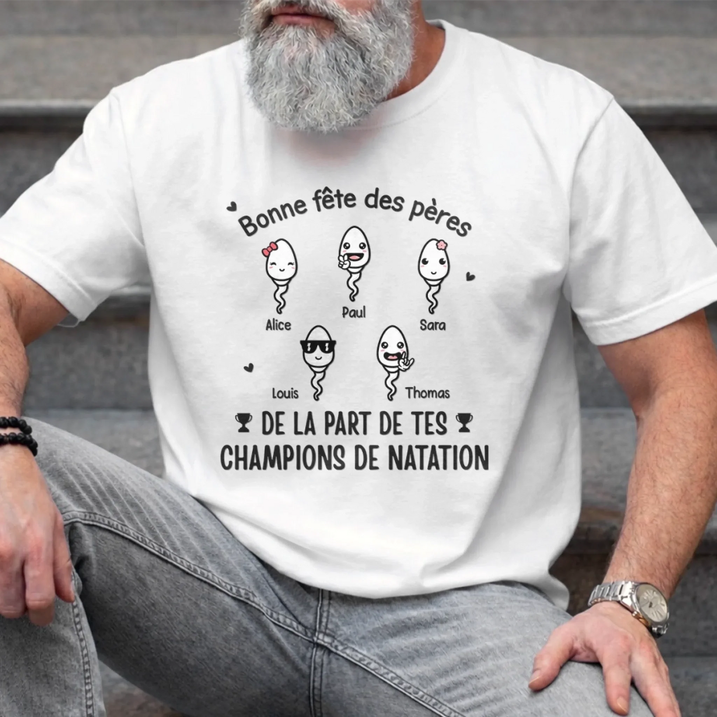 T-shirt Unisexe, T-shirt Premium, Hoodie Personnalisé – Cadeaux Pour La Fête Des Pères, Cadeau Humoristiques pour Papa - On Nage Vers La Victoire