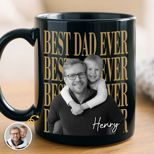 Custom Photo Black Mug - Personalized Father's Day Gifts For Dad, Grandpa - The Man, The Myth