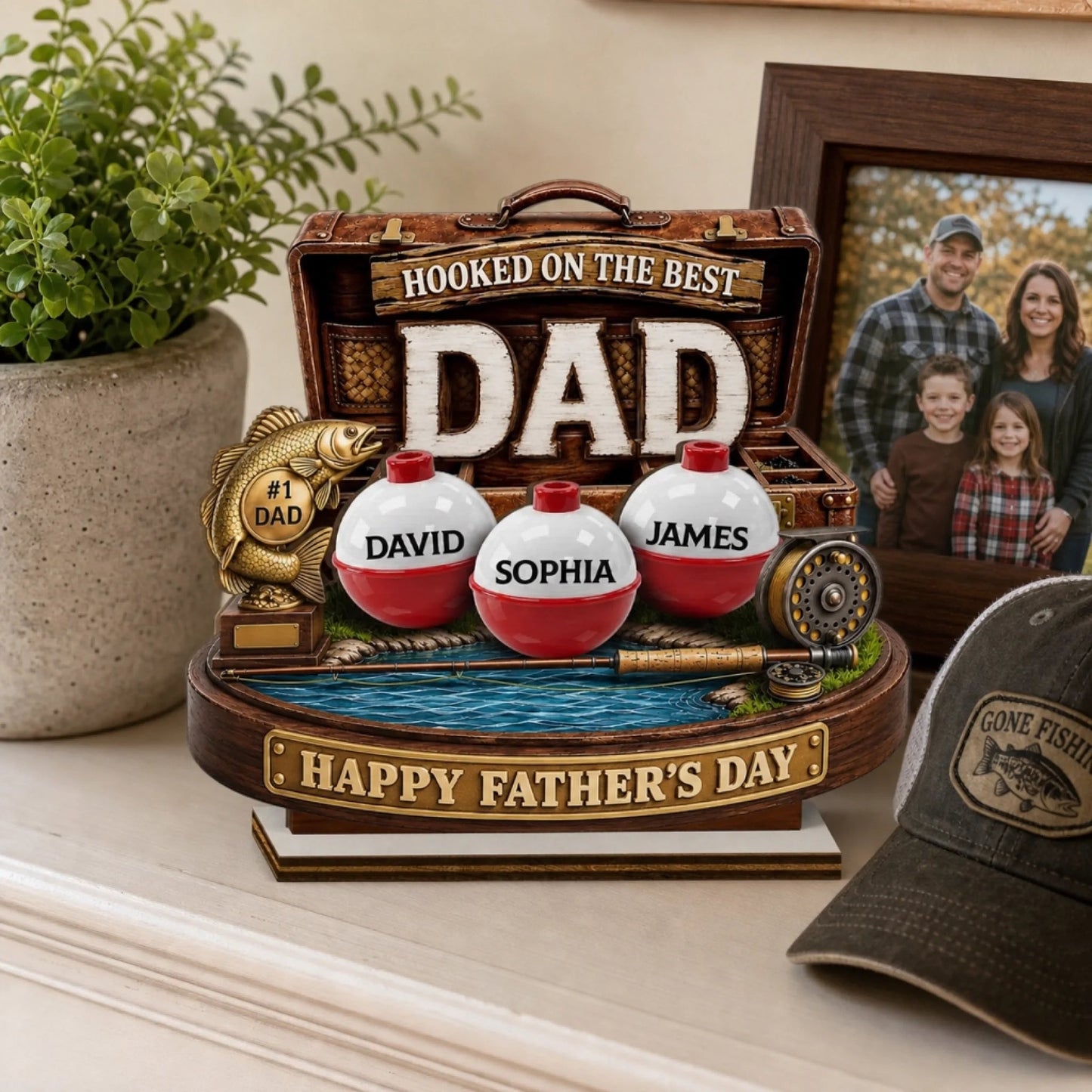 Custom Wooden Plaque - Personalized Father's Day Fishing Gifts For Fisherman, Dad, Grandpa - Gone Fishing See You Later