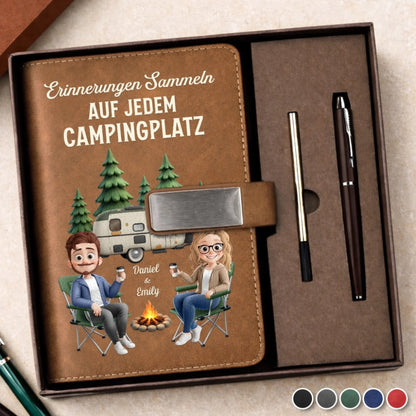 Personalisiertes Notizbuch aus PU-Leder – Geschenk Für Camper & Campingpaare – Erinnerungen Sammeln