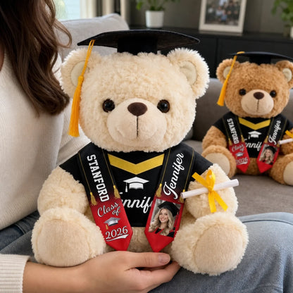 Custom Photo Graduation Teddy Bear - Personalized Graduation Gifts For Him, Her - Your Adventure Starts Now