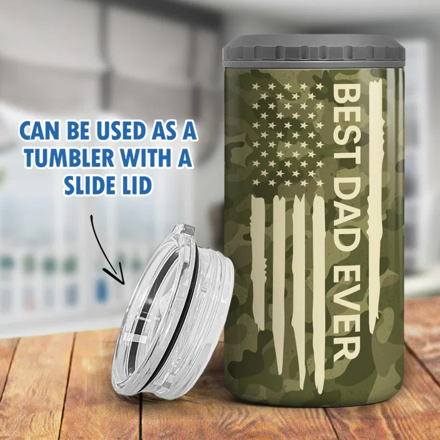 Best Dad Papa Ever Fist Bumps Vector Nation Flag Gift For Husband Father Figures Personalized 4 In 1 Can Cooler