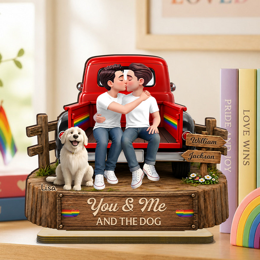 LGBT+ Couple You & Me And The Dogs - Personalized Wooden Plaque - Gift For Couple, Happy Pride Month